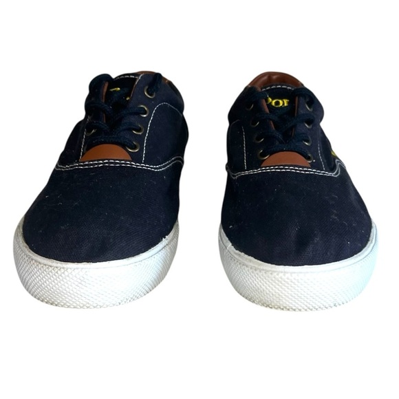 POLO RALPH LAUREN Vito Canvas and Leather Sneaker Blue M 7/W 8.5 - Picture 2 of 8